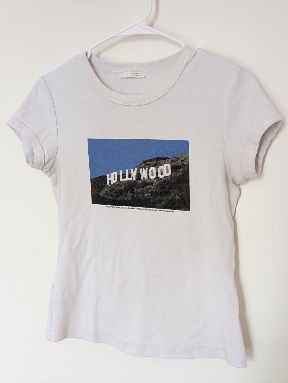 Los Angeles California Hollywood white baby tee shirt